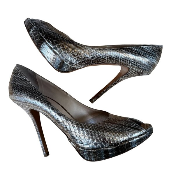 Christian Dior Escarpin Python Metallic Platform Stiletto Pumps Heels Size 41 - Picture 5 of 14